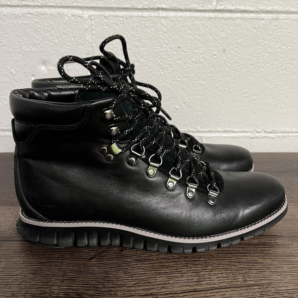 Cole Haan Mens Zerogrand Hiking Trail Boots Black Round‎ Toe Lace Up 9 M